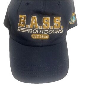 BASS ESPN Outdoors Baseball Cap Strapback Hat Bass Anglers  Navy Blue